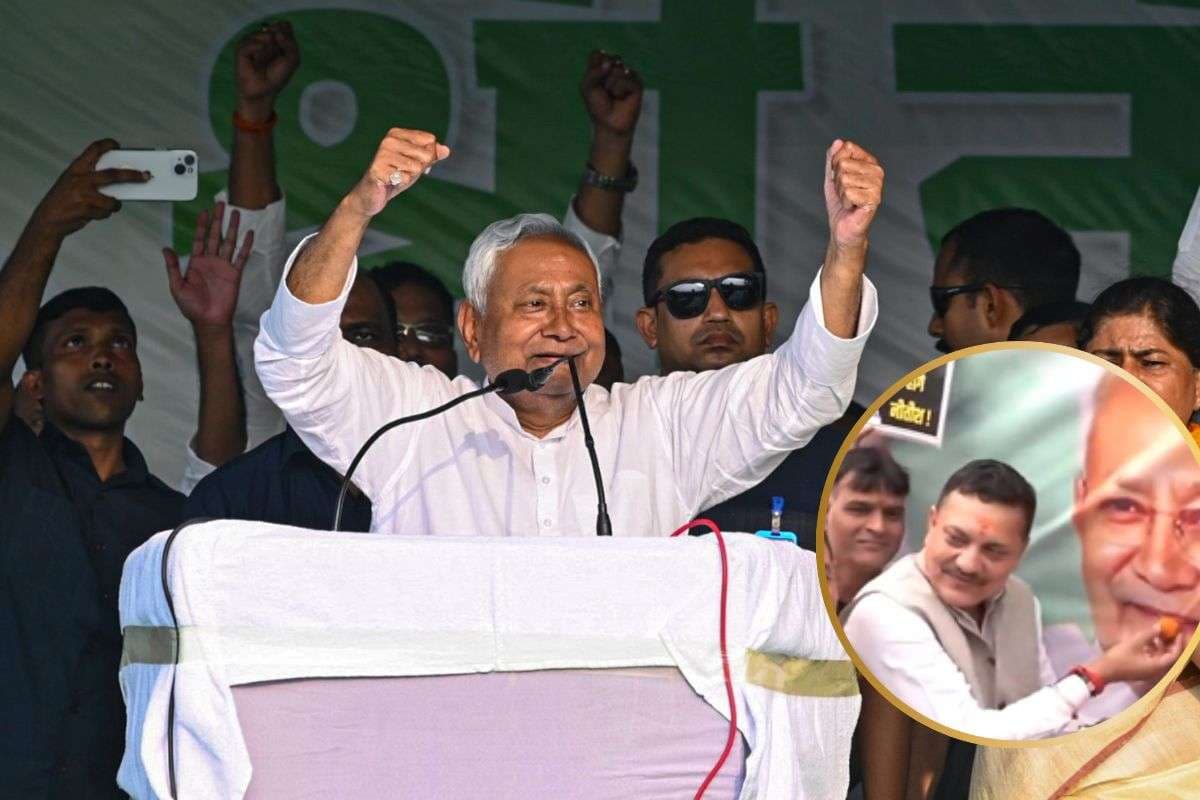 Nitish Kumar Video : लड्डू लेकर नीतीश कुमार को खिलाने पहुंचे जदयू कार्यकर्ता