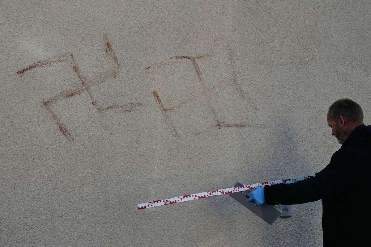 Swastikas painted with human blood in Germany