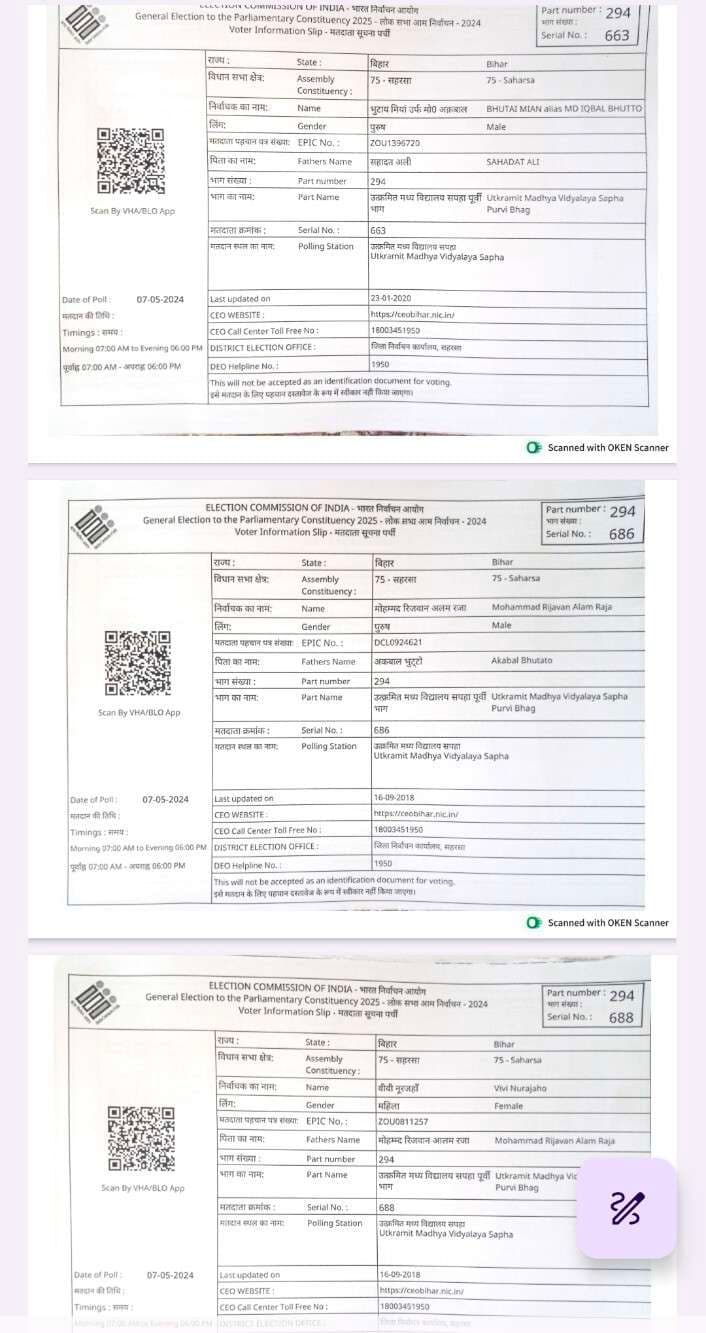 Saharsa vidhansabha 2025: मतदाता पर्ची में मतदान की तिथि गलत रहने से लोगों में संशय