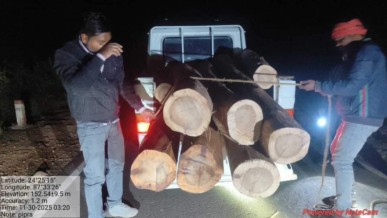 वनकर्मियों ने तीन बाइक व सखुआ की लकड़ी किया जब्त