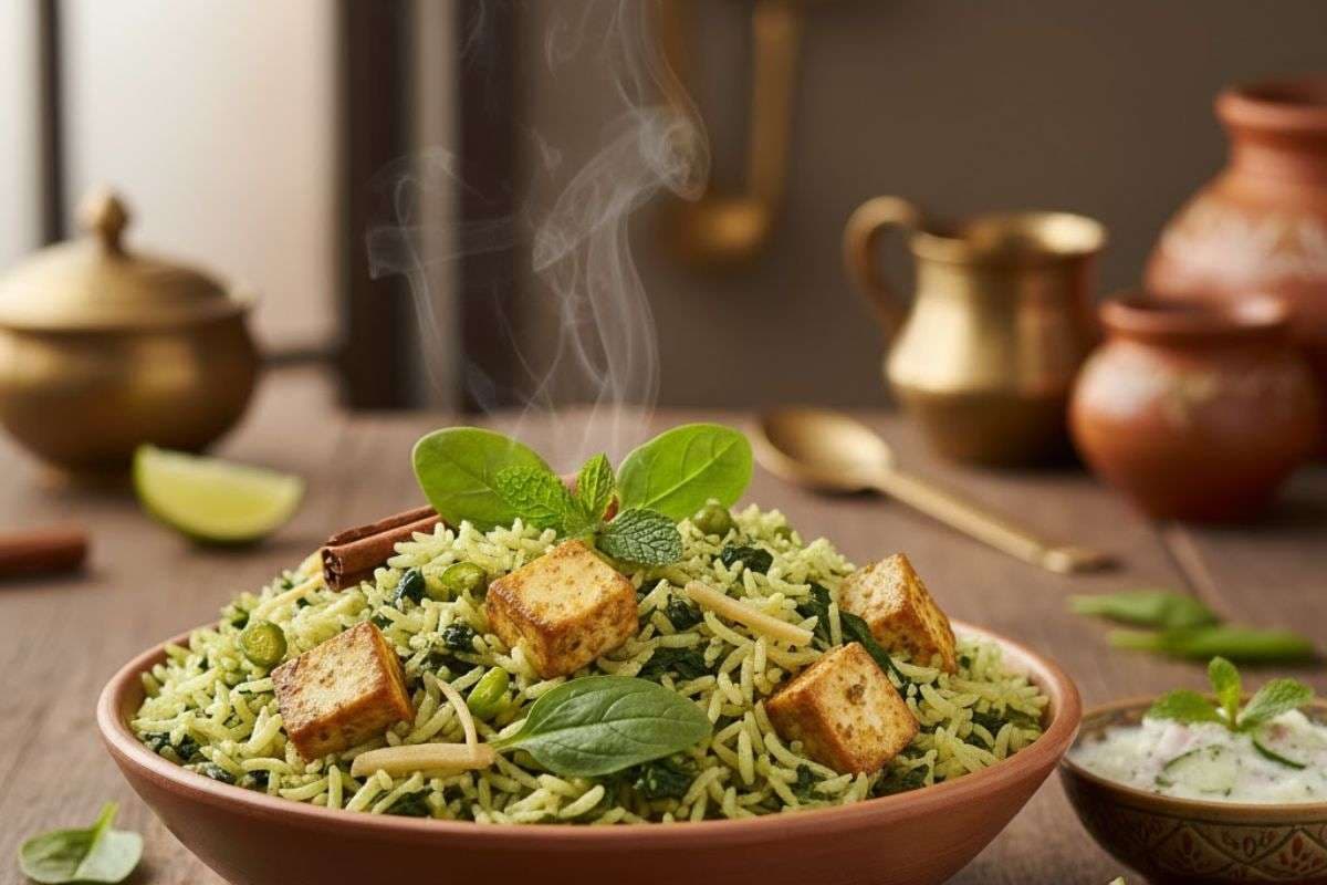 palak paneer pulao palak paneer pulao