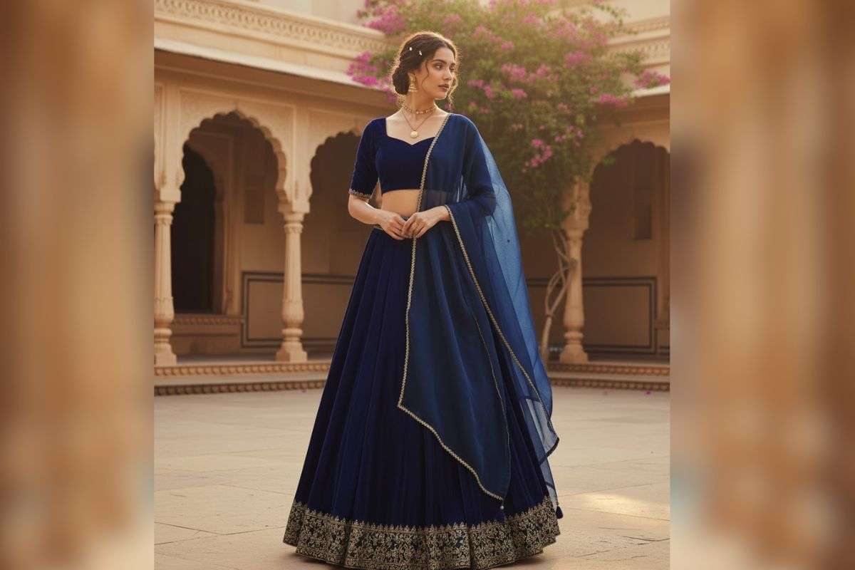 velvet lehenga