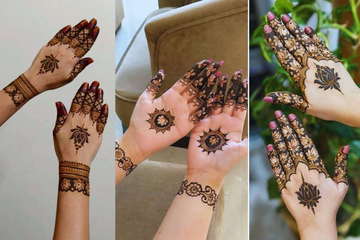 Latest Lotus Mehendi Design Fingers