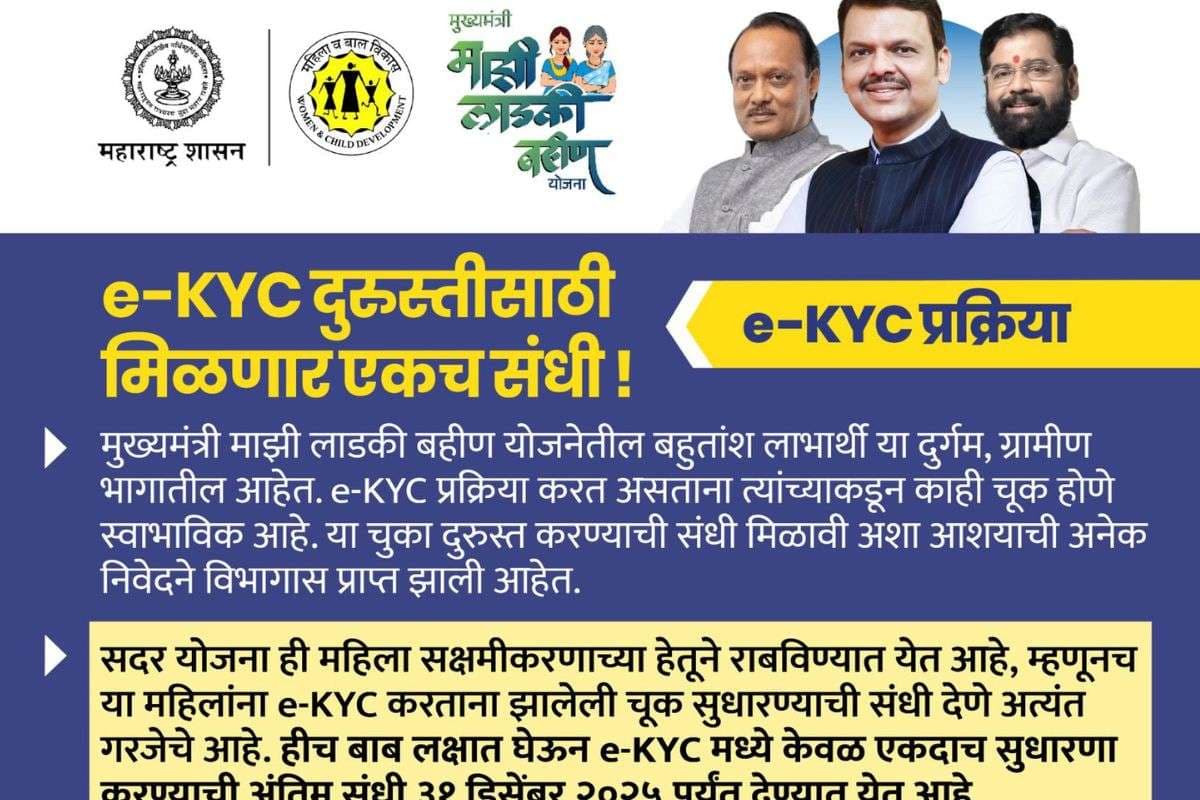 Ladki Bahin Yojana : लाड़की बहिन योजना का रुक न जाए पैसा, 31 दिसंबर तक जरूर करवा लें ये काम