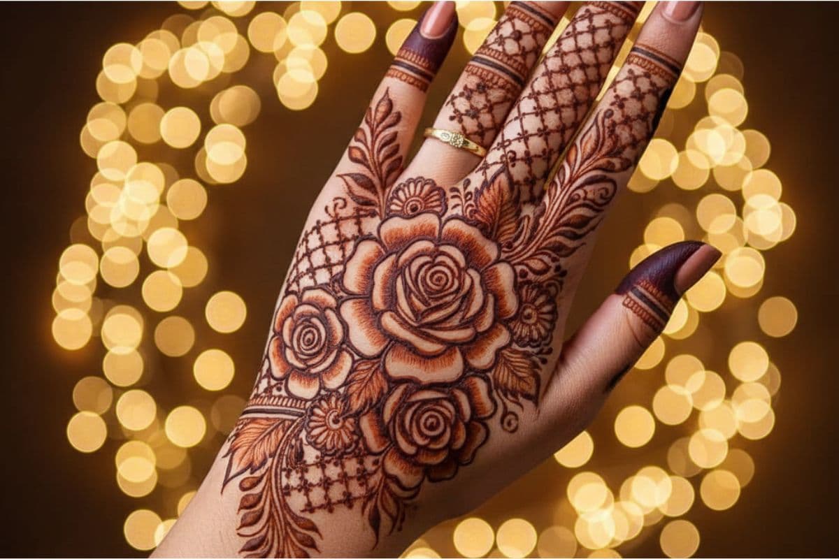 Latest Rose Mehndi Design 2025: हाथों की शोभा बढ़ाएंगे गुलाब के ये नए मेहंदी डिजाइन
