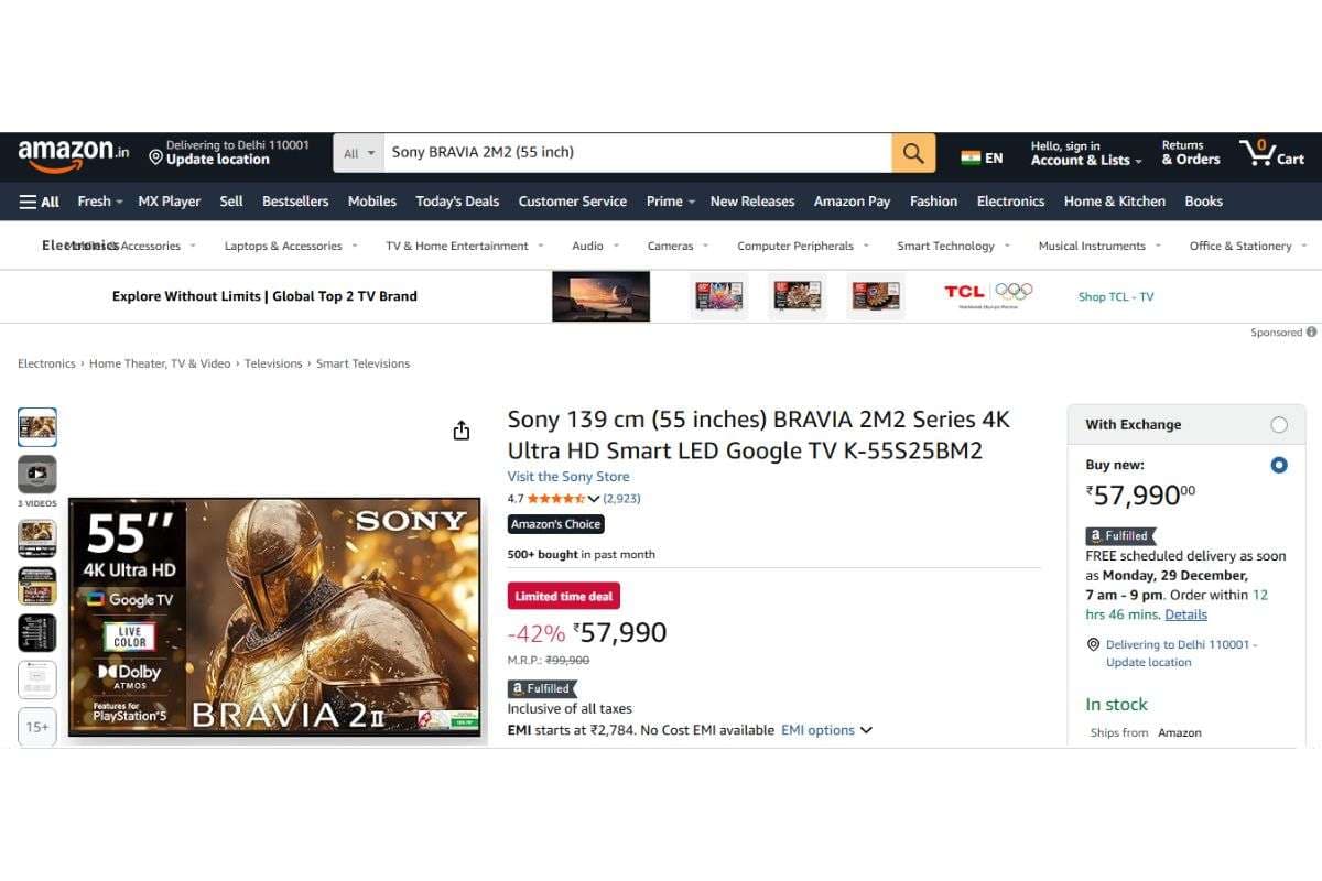 Sony BRAVIA 2M2 (55 inch) Price