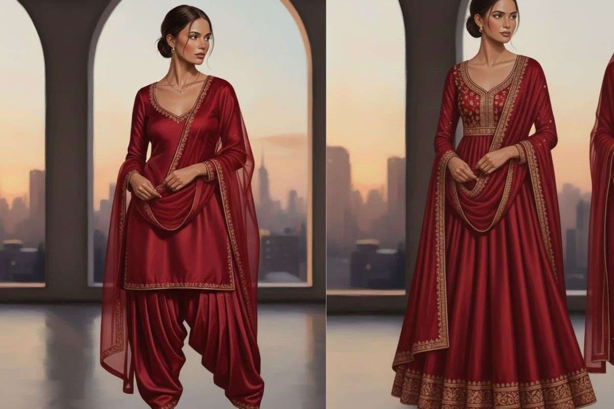 Red Silk Suit Design 