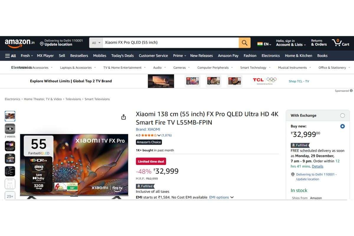 Xiaomi FX Pro QLED (55 inch) Price