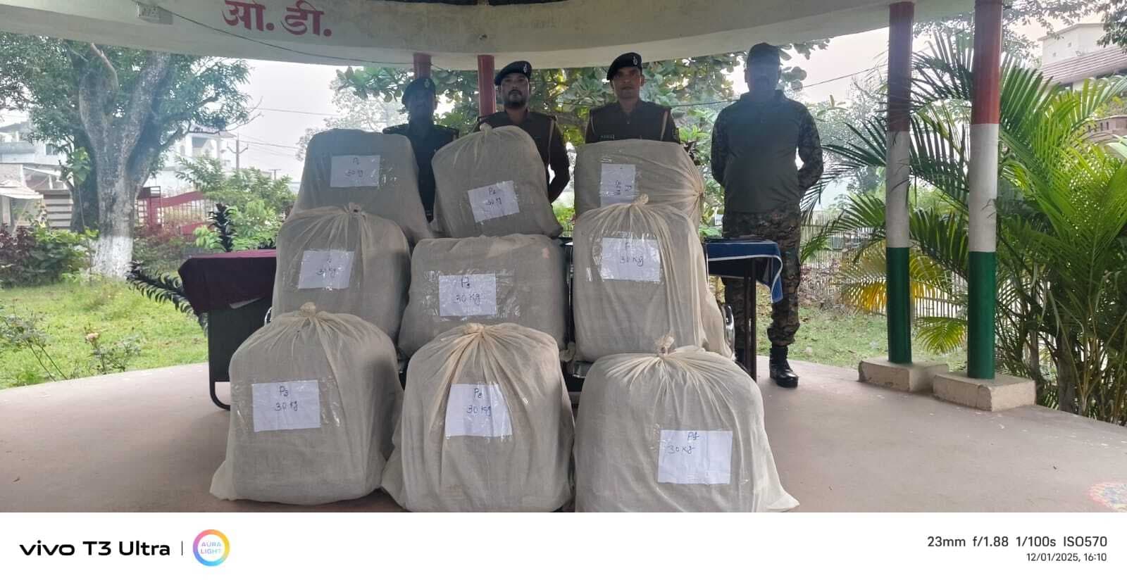 270 किलो गांजा बरामद, तस्कर फरार