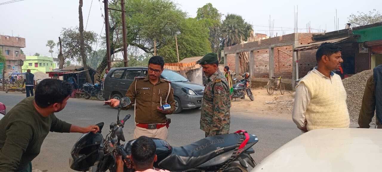 शंभुगंज में चलाया गया वाहन चेकिंग अभियान