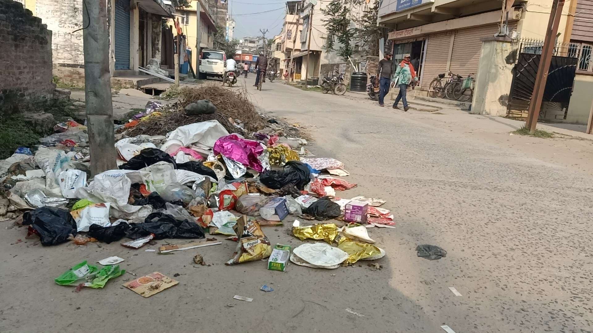 सड़क किनारे गंदगी का अंबार