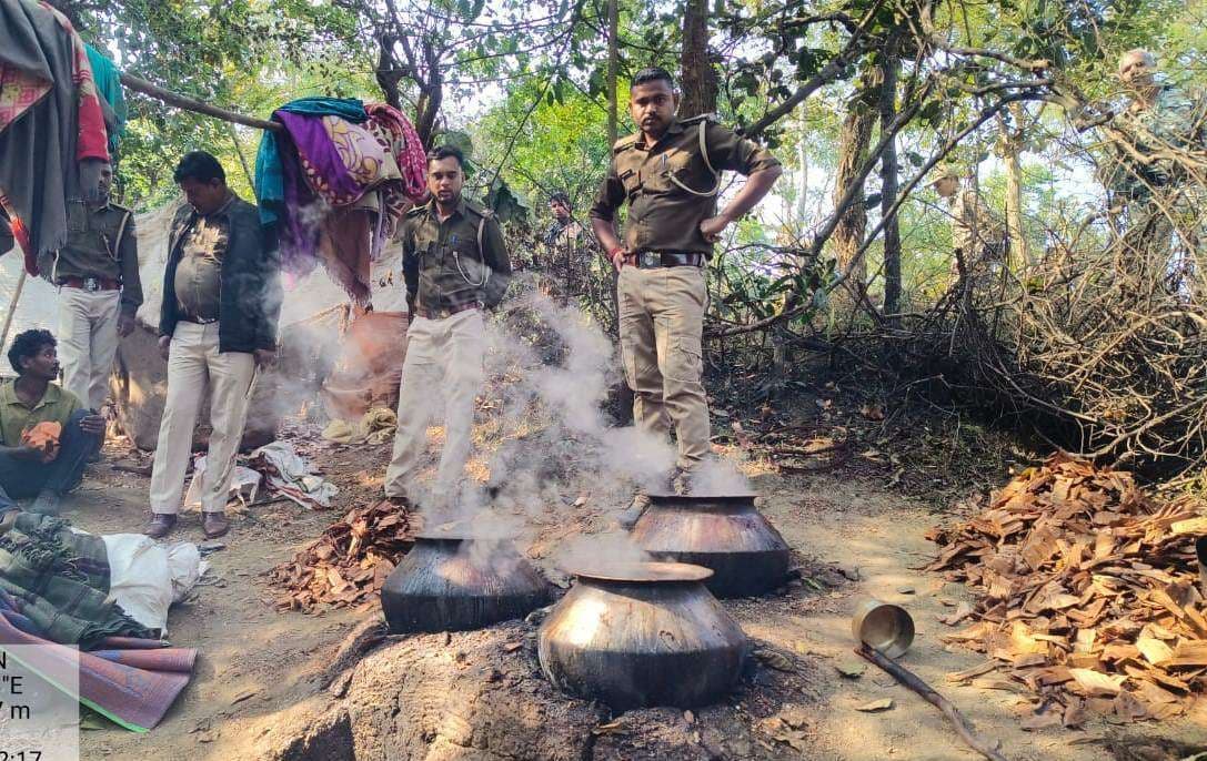 कंगरूआ डेरा के जंगल से पांच किलो कत्था बरामद, 200 किलो नष्ट