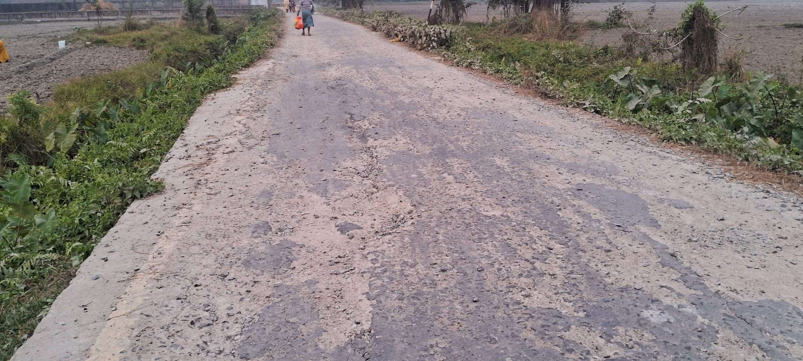 एनएच107 से धीमा जानेवाली पीसीसी सड़क जर्जर