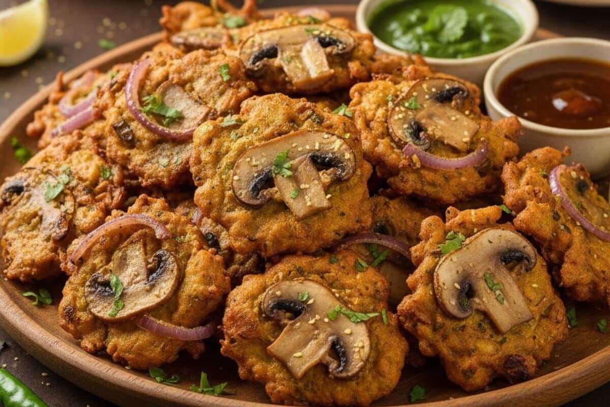 mushroom pyaz ke pakode recipe mushroom pyaz ke pakode recipe