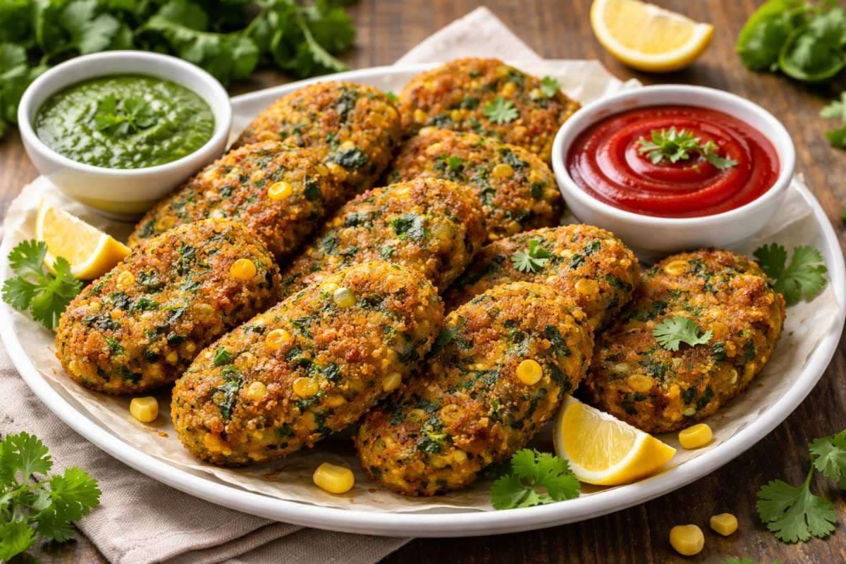 palak corn cutlet recipe