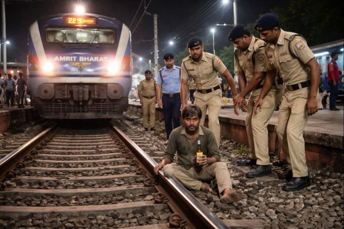 जब ट्रैक पर बैठ गया नशे में धुत व्यक्ति, रोकनी पड़ी ट्रेन, RPF ने किया अरेस्ट