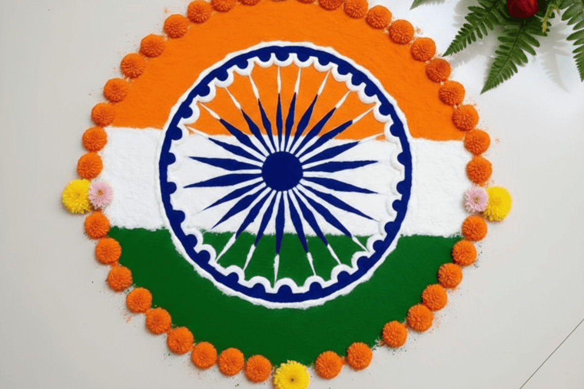 Ashok Chakra Rangoli For Republic Day