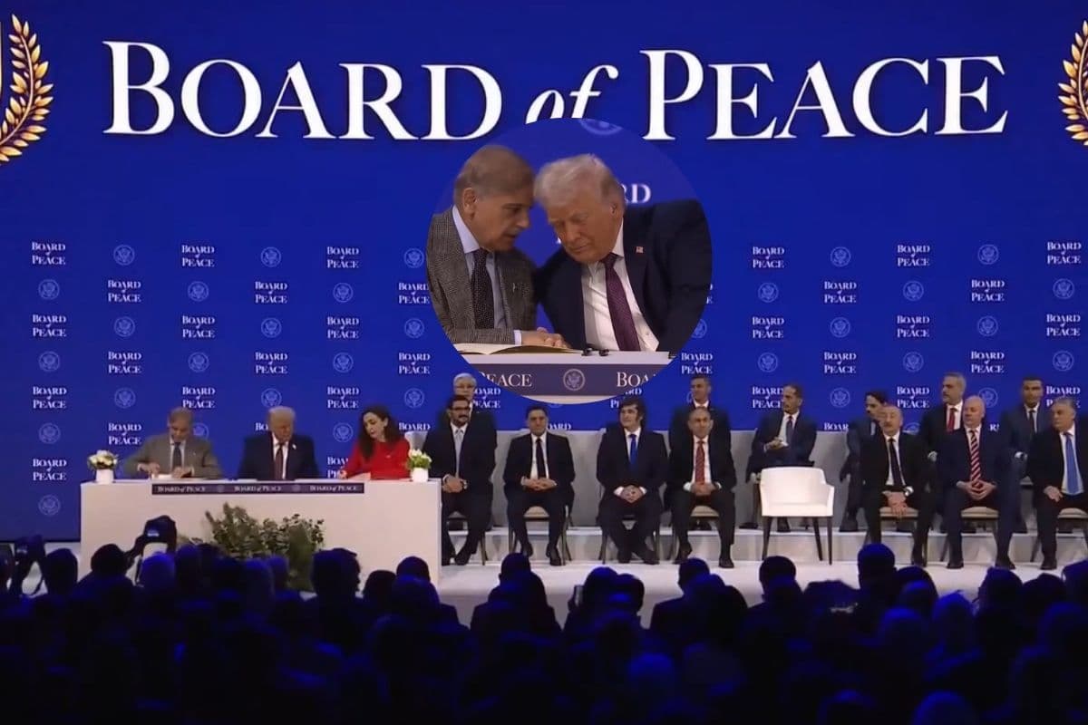 बोर्ड ऑफ पीस के मंच पर ट्रंप के कान में फुसफुसाए शहबाज, उंगली दिखाकर किसकी ओर किया इशारा?