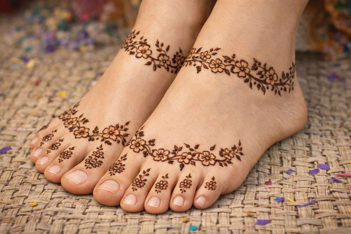 Floral Feet Mehndi Design 
