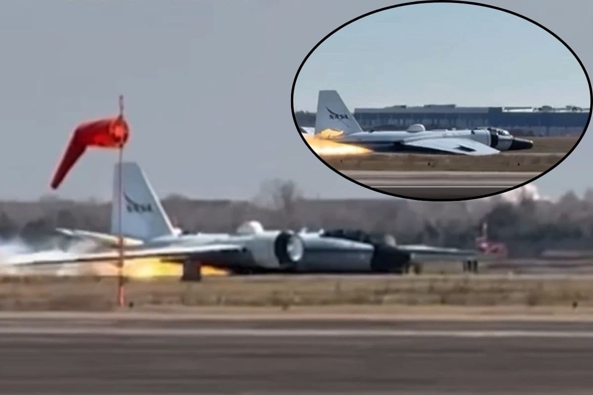 बिना पहिए खोले लैंड हुआ NASA का विमान, रनवे पर फैली चिंगारी, आग और धुआं, कारण क्या?