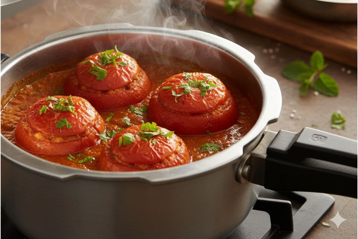 Quick Bharwan Tamatar Recipe:10 मिनट में कुकर में बनाएं ढाबा स्टाइल टेस्टी भरवां टमाटर