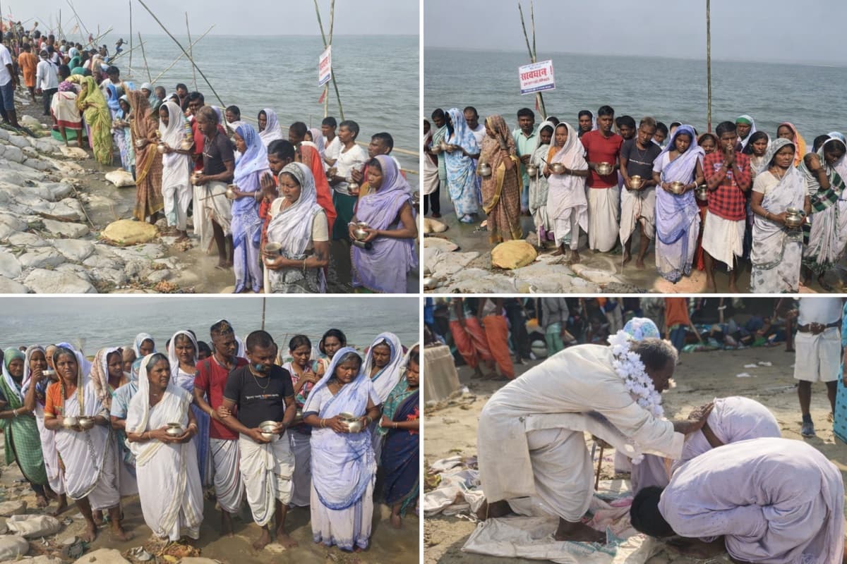Rajmahal Tribal Mahakumbh: राजमहल की उत्तरवाहिनी गंगा में आदिवासी धर्मगुरुओं ने लगाई आस्था की डुबकी, इष्टदेवों की आराधना शुरू