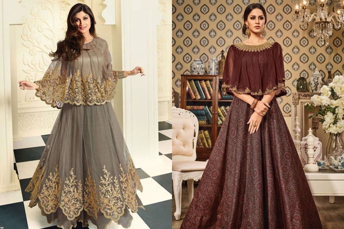 cap style anarkali suit