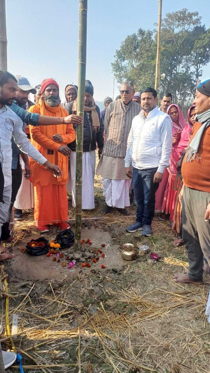 विराट संतमत सत्संग एवं ध्यान अधिवेशन को ले हुआ भूमि पूजन