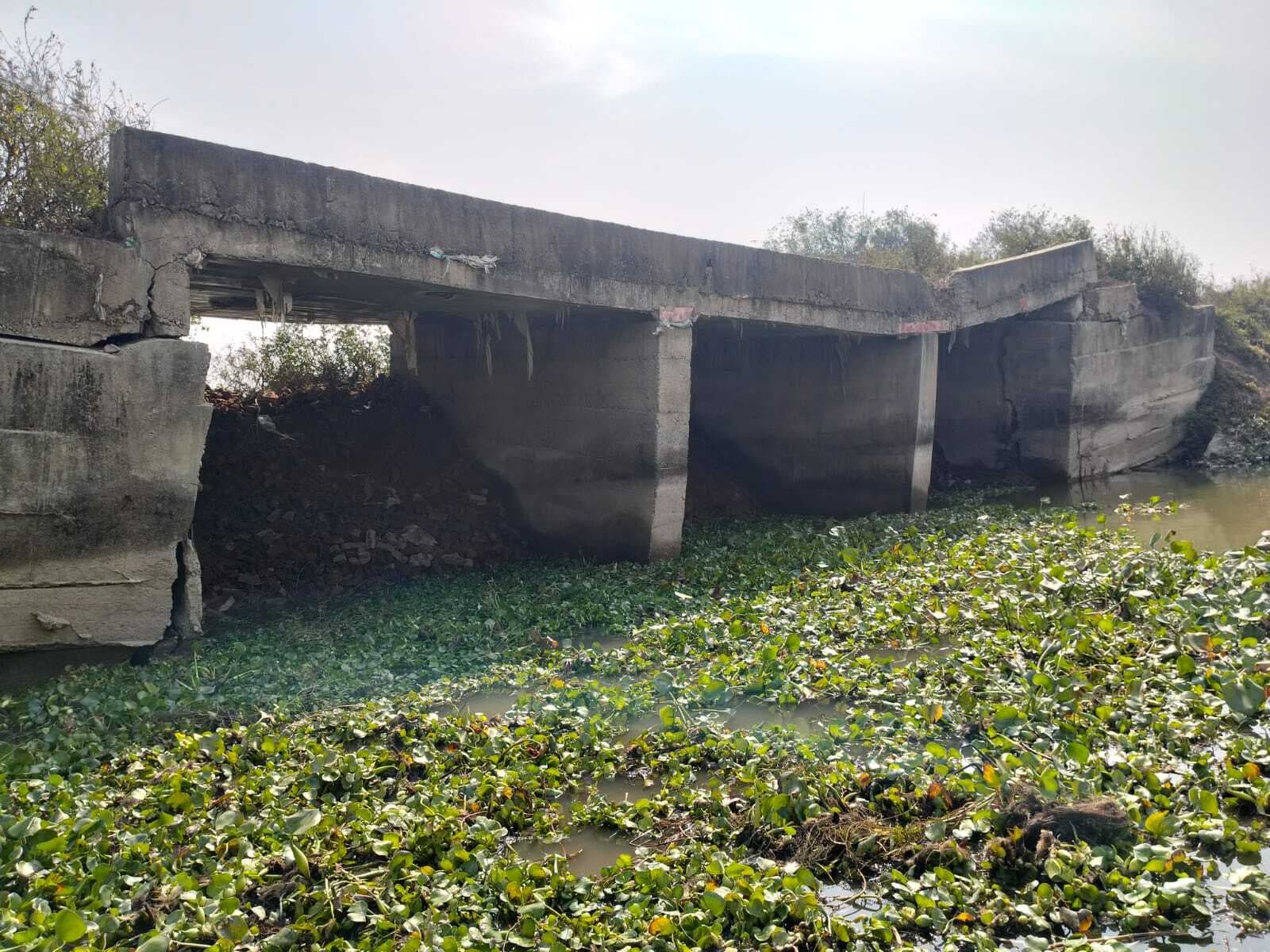 गोविंदपुर चाही से बिरजाईन जाने वाली सड़क जर्जर, पुलिया क्षतिग्रस्त