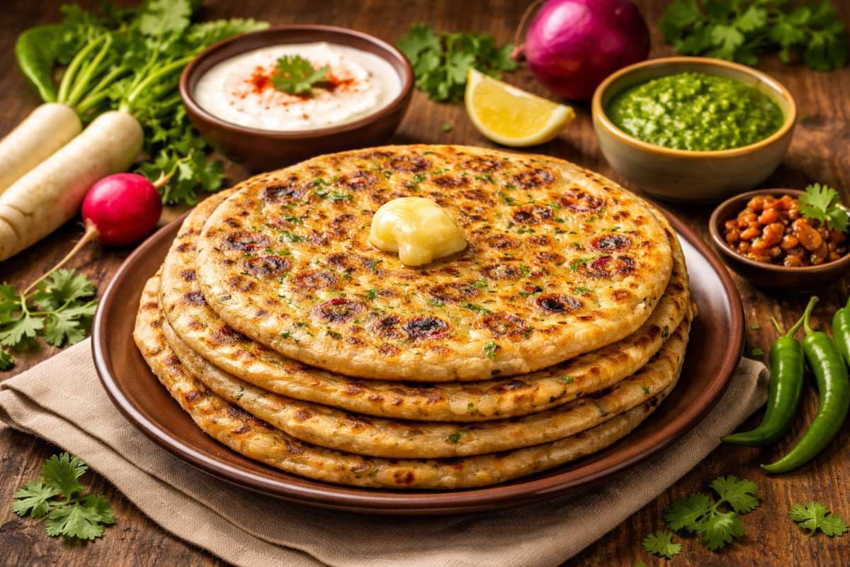 Mooli Pyaaz Paratha Recipe: बिल्कुल मां के हाथों जैसा स्वाद देगा मूली-प्याज का ये पराठा, सर्दियों में सबसे ज्यादा पसंद किया जाने वाला नाश्ता Mooli Pyaaz Paratha Recipe: बिल्कुल मां के हाथों जैसा स्वाद देगा मूली-प्याज का ये पराठा, सर्दियों में सबसे ज्यादा पसंद किया जाने वाला नाश्ता