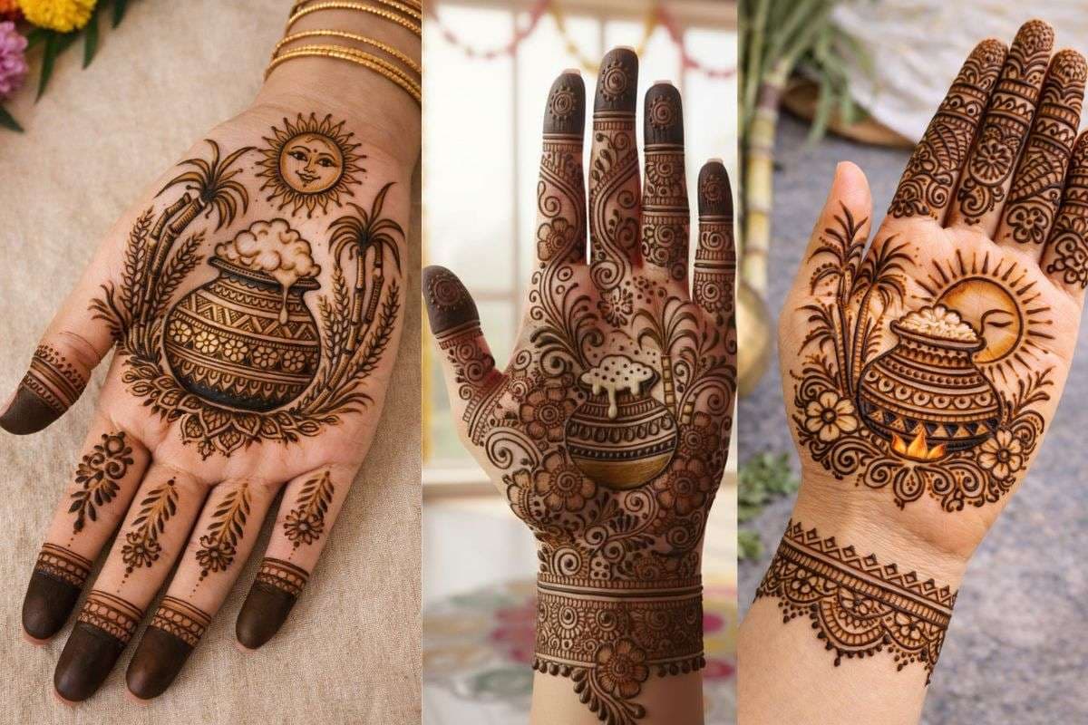 Simple Pongal Mehndi Design: पोंगल पर हाथों में सजाएं सूरज और गन्ने की शुभ मेहंदी डिजाइन, देखने वाला हर कोई करेगा तारीफ 