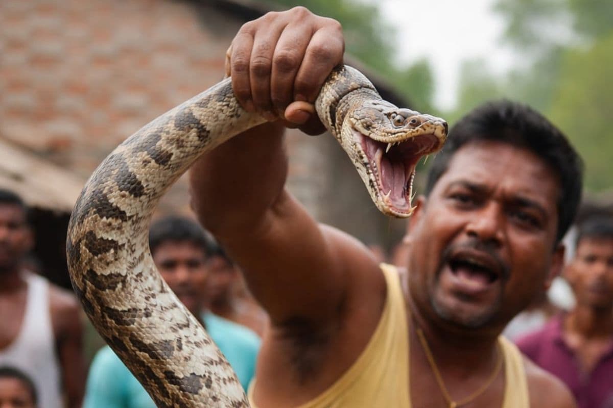 Video: रसेल वाइपर से खिलवाड़ करना पड़ा भारी, हाथ से घुमाते वक्त सांप छूटकर गिरा, डसने से व्यक्ति की मौत
