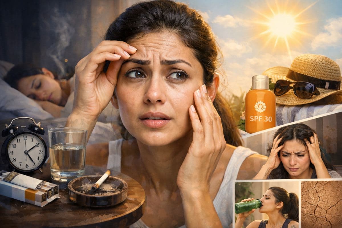 Beauty Tips: कम उम्र में ही चेहरे पर दिख रही झुर्रियां और फाइन लाइन्स? ये गलतियां समय से पहले ही आपकी स्किन को बना रही हैं बूढ़ा Beauty Tips: कम उम्र में ही चेहरे पर दिख रही झुर्रियां और फाइन लाइन्स? ये गलतियां समय से पहले ही आपकी स्किन को बना रही हैं बूढ़ा