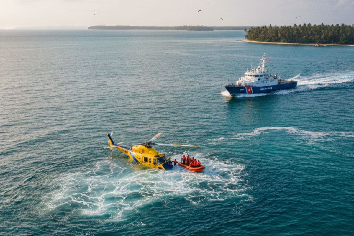 अंडमान के बीच समंदर में गिरा हेलीकॉप्टर, बाल-बाल बची 7 लोगों की जान