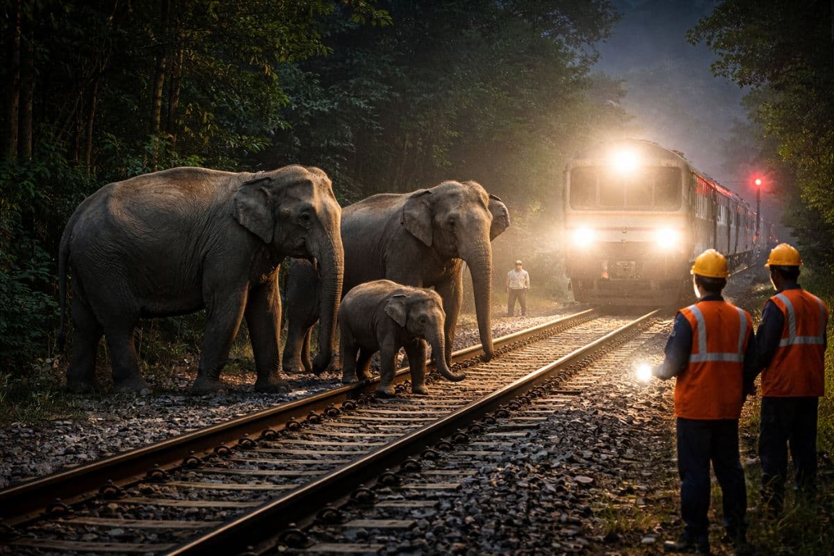 पश्चिमी सिंहभूम में बड़ा हादसा टला: पटरियों पर उतरे 'गजराज' तो रेलवे ने दिखाया बड़ा दिल, 20 की स्पीड से रेंगी ट्रेनें