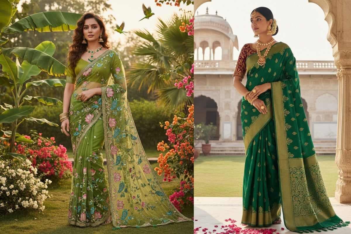 महाशिवरात्रि पर हर नजर ठहर जाएगी, जब पहनेंगी ये खूबसूरत ग्रीन साड़ी