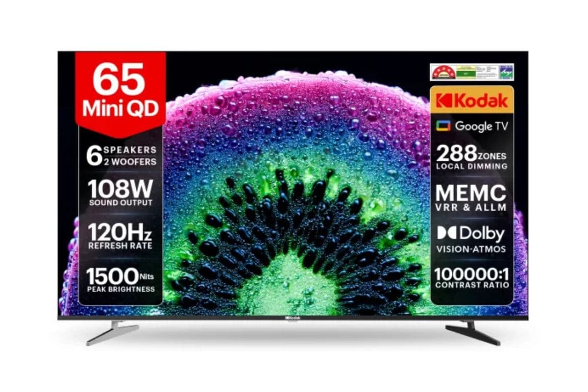 Kodak का 65-इंच Mini LED 4K TV इंडिया में हुआ लॉन्च, मिलता है 108W का स्पीकर सिस्टम