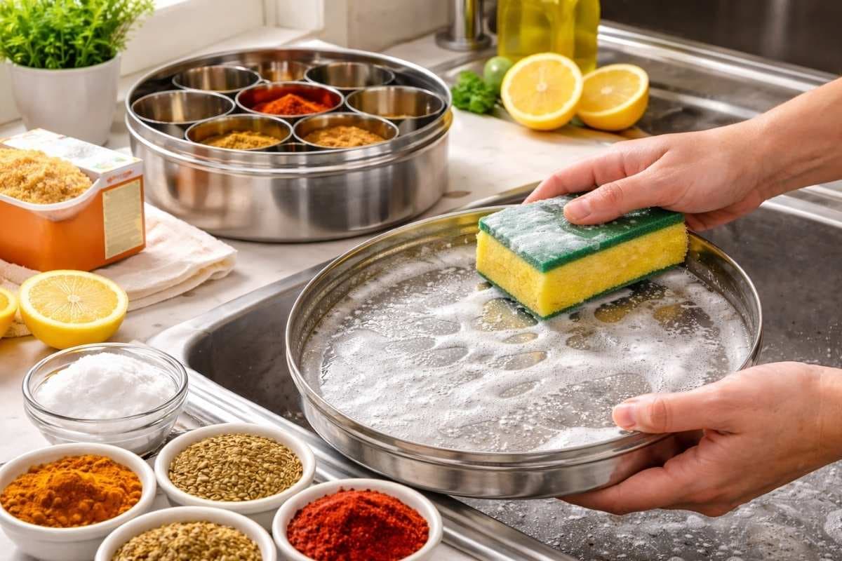 घर के किचन में रखा गंदा मसाला बॉक्स ऐसे करें मिनटों में साफ