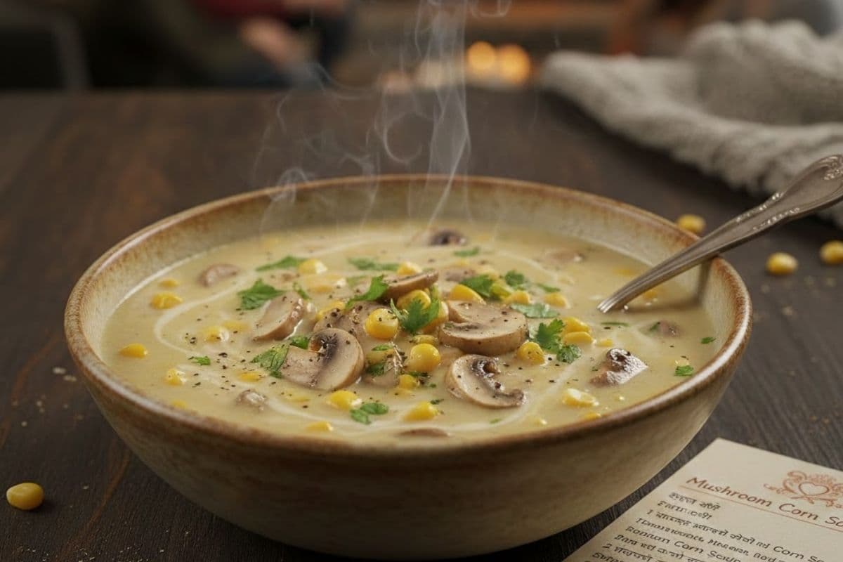 सर्दी की शाम को खास बनाएं, तैयार करें मशरूम कॉर्न सूप 