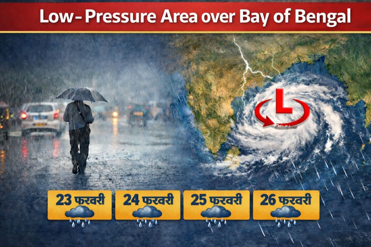 बंगाल की खाड़ी में बना निम्न दबाव, 23, 24, 25 और 26 फरवरी को बारिश की संभावना, IMD अलर्ट जारी
