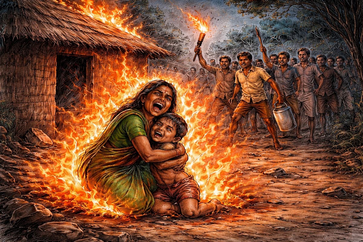 अंधविश्वास ने ली मां-बेटे की जान, कुमारडुंगी में डायन-बिसाही के शक में पेट्रोल डालकर जिंदा जलाया