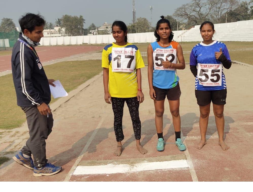 दौड़ में डीएस काॅलेज व अररिया काॅलेज, शाॅट पुट में केबी झा कालेज व पूर्णिया महिला कॉलेज विजेता