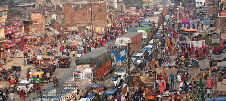 एनएच 27 व एनएच 106 के प्रमुख क्रॉसिंग पॉइंट पर लगा महाजाम