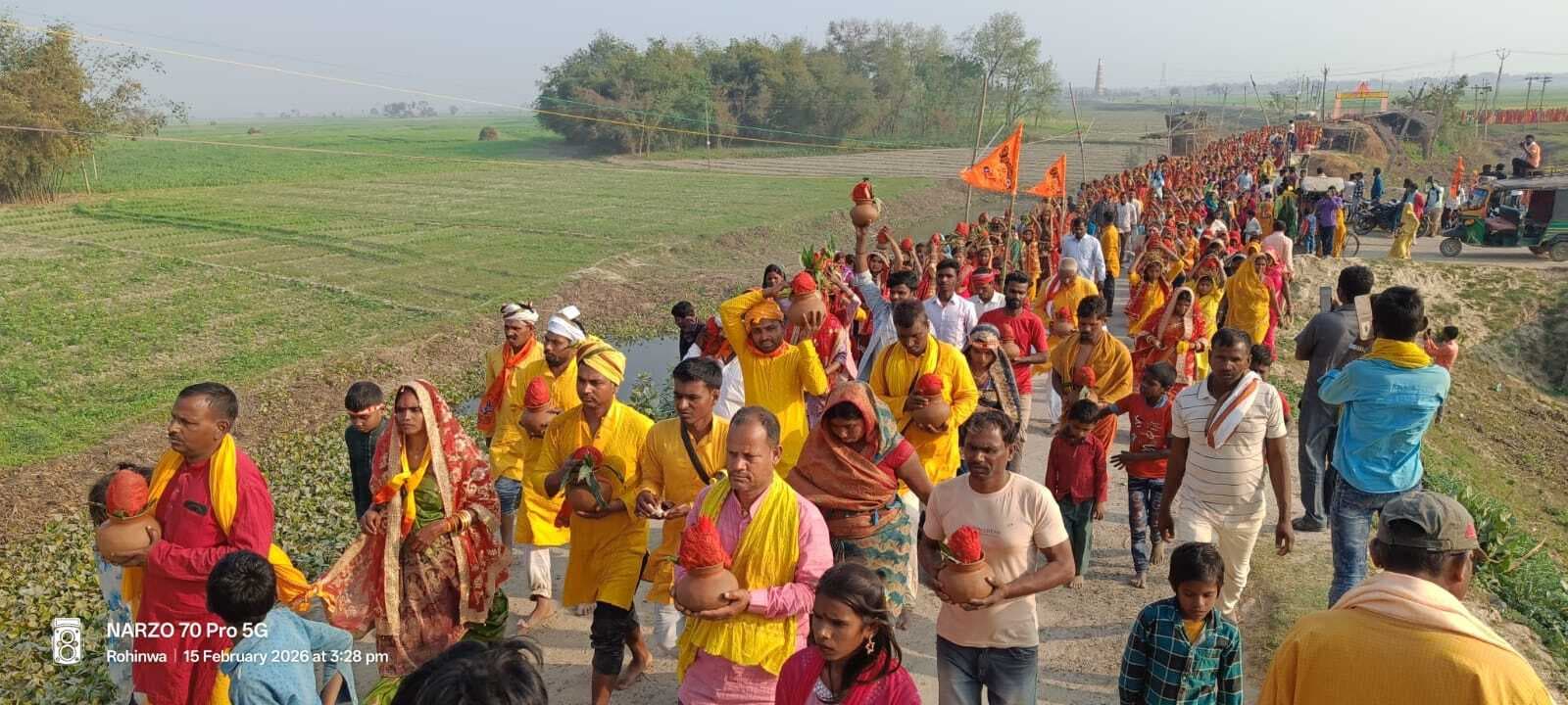 महाशिवरात्रि के अवसर पर बेला नोवाद एवं पचौत भरना में निकाली गई भव्य कलश शोभा यात्रा