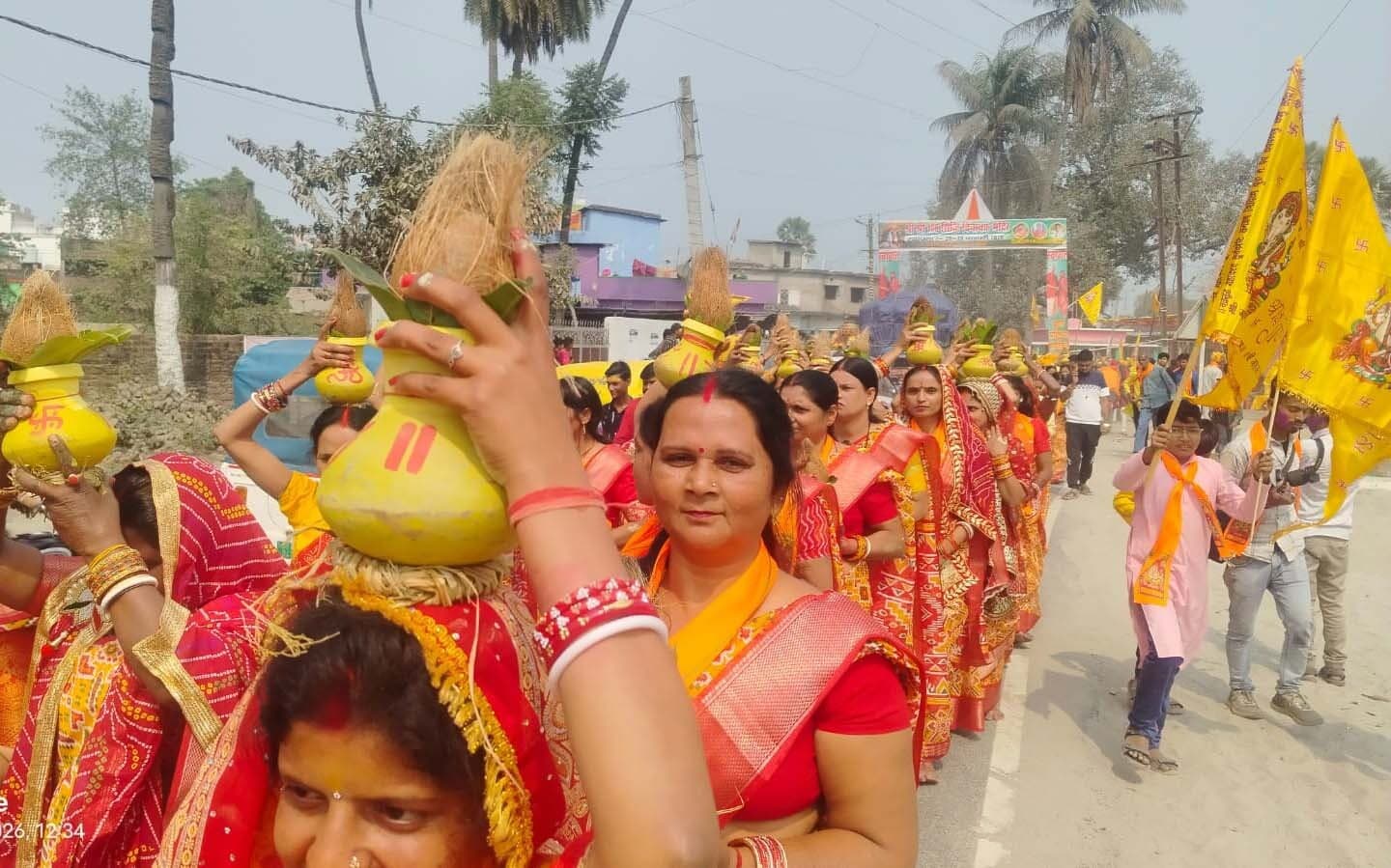 नवनिर्मित सिद्धि विनायक मंदिर में प्राणप्रतिष्ठा को लेकर निकाली भव्य कलशयात्रा