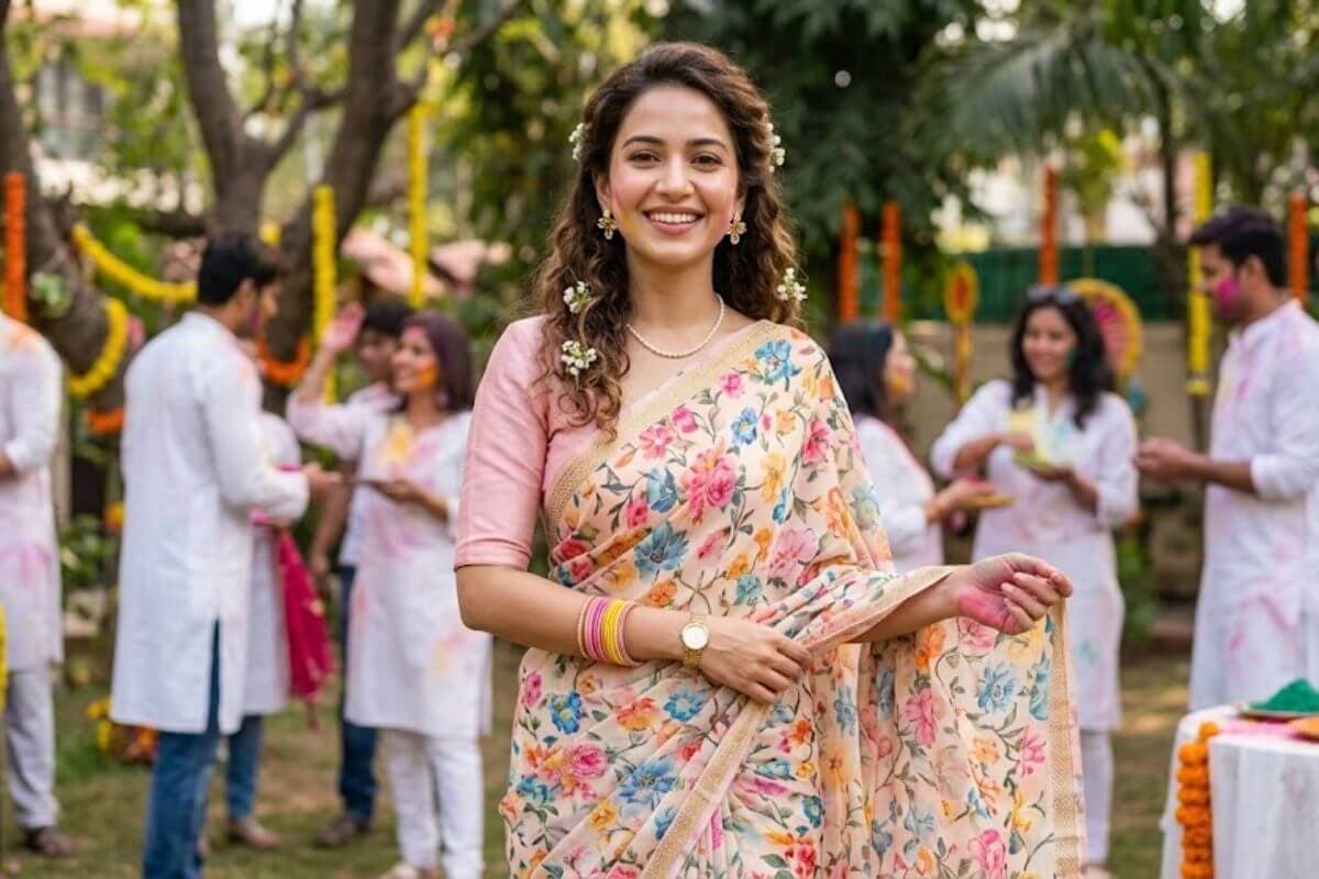 floral printed saree