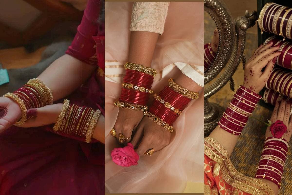 heavy red chuda designs for suhagan women