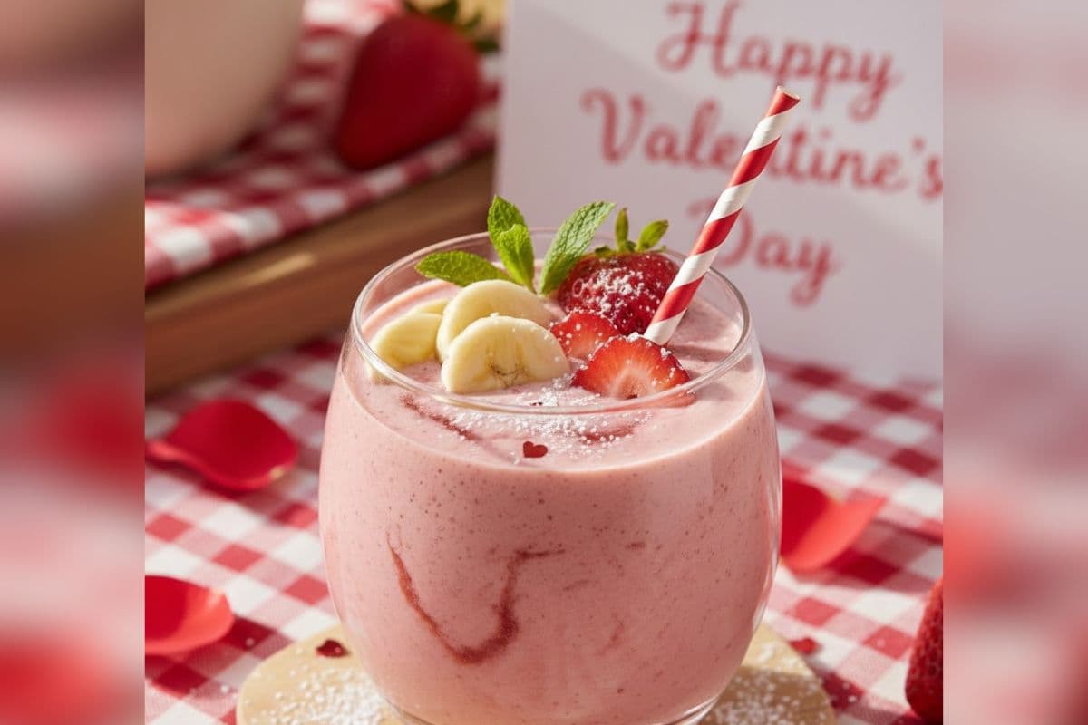 वैलेंटाइन डे पर प्यार से तैयार करें ये स्ट्रॉबेरी बनाना स्मूदी