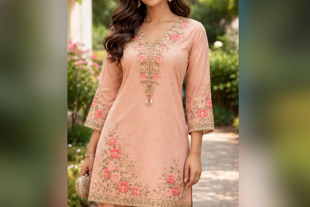v neck kurti design