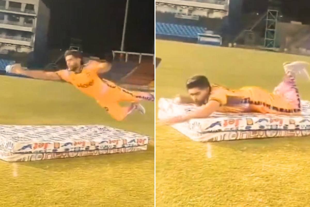 Video: गद्दे पर गिरकर भी बाबर आजम के हाथ से छिटकी गेंद, सोशल मीडिया पर उड़ा मजाक